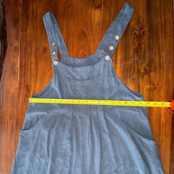 ANRABESS JUMPSUIT LOOSE SLEEVELESS ADJUSTABLE STRAPS BIB WIDE LEG W/POCKETS sz M - Picture 9 of 16